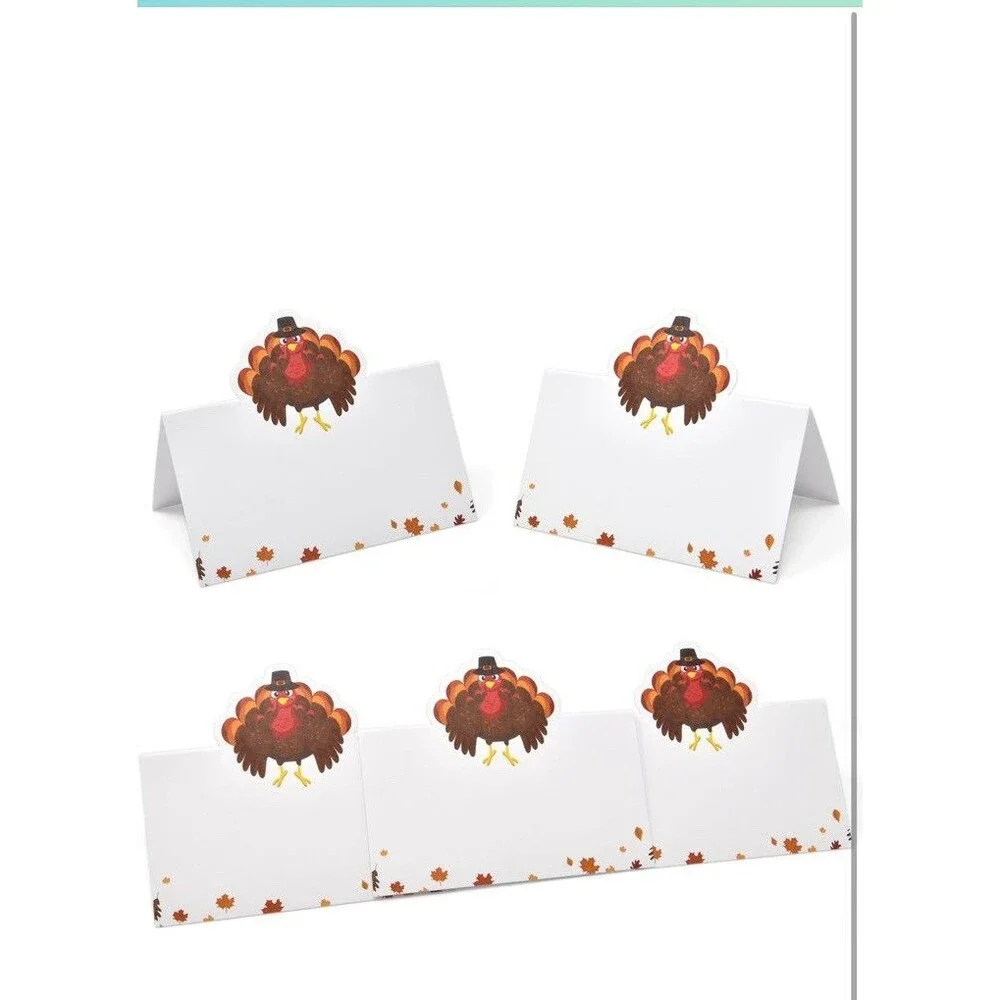 100 PK. Turkey White Place Cards for Thanksgiving Parties: 3.5” x 2”) NEW